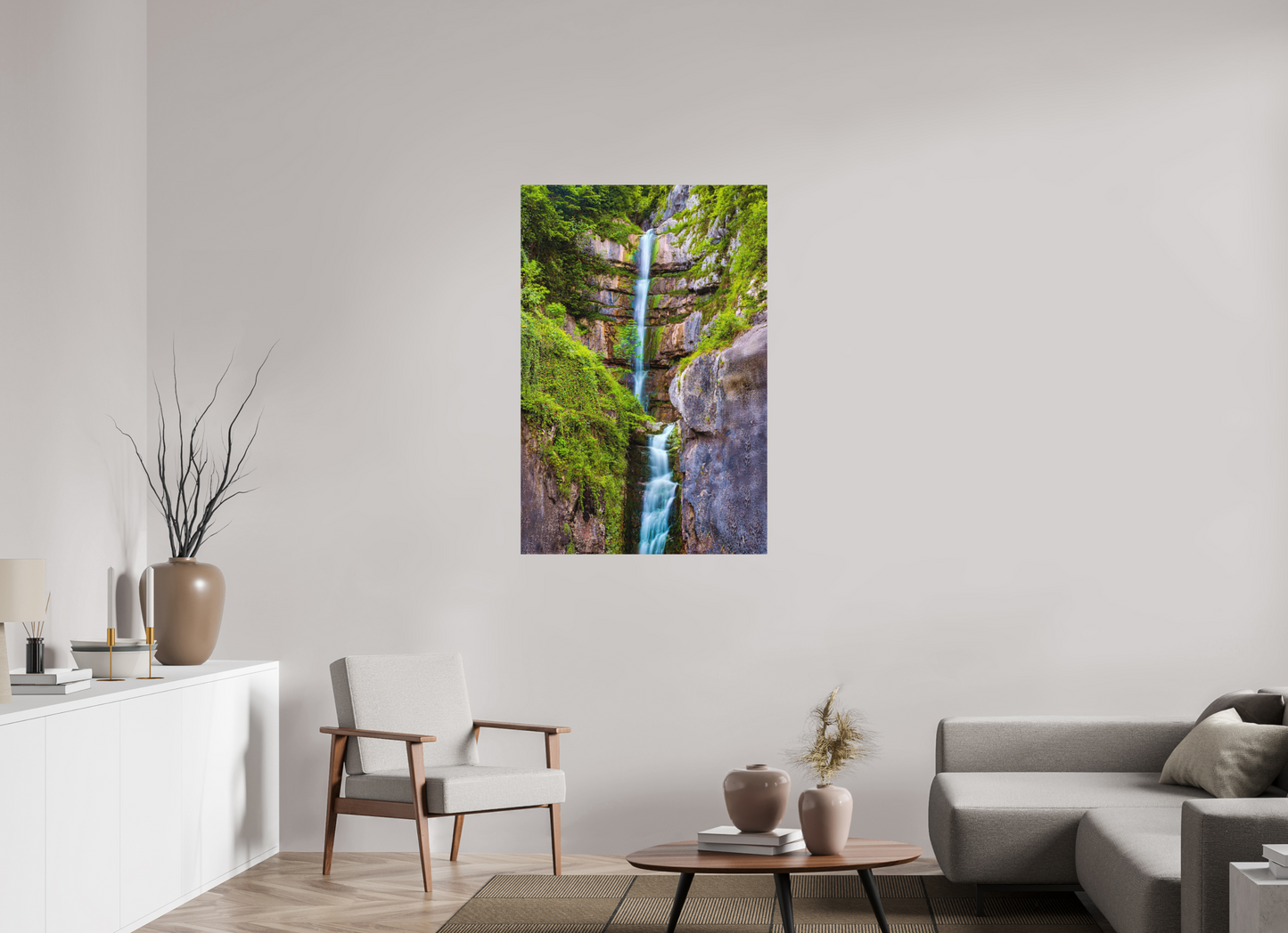 80 x 120 cm, Hahnemühle Photo Rag Bright White Wasserfall im Felsen