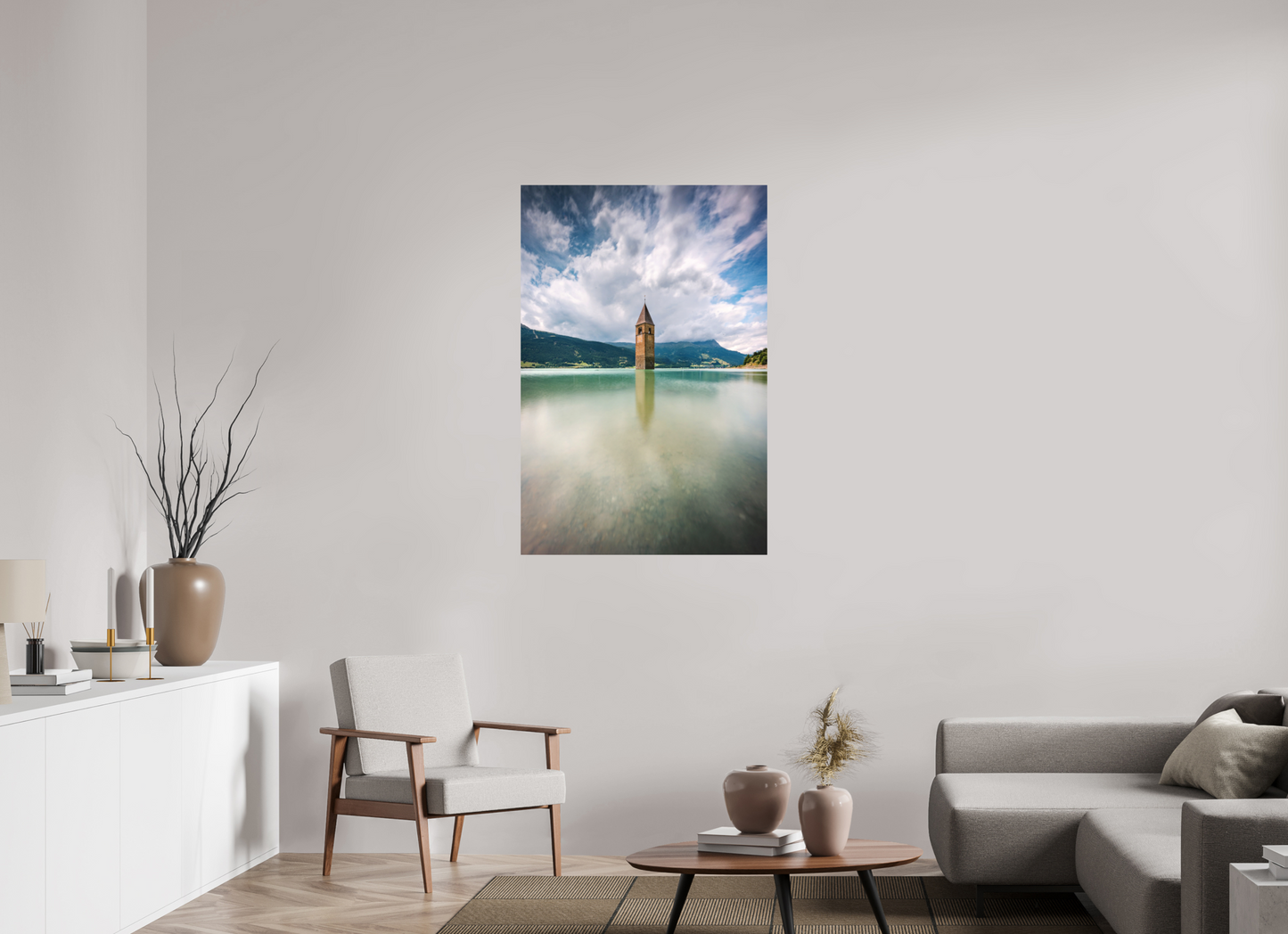 80 x 120 cm, Hahnemühle Photo Rag Bright White Der versunkene Turm von Graun
