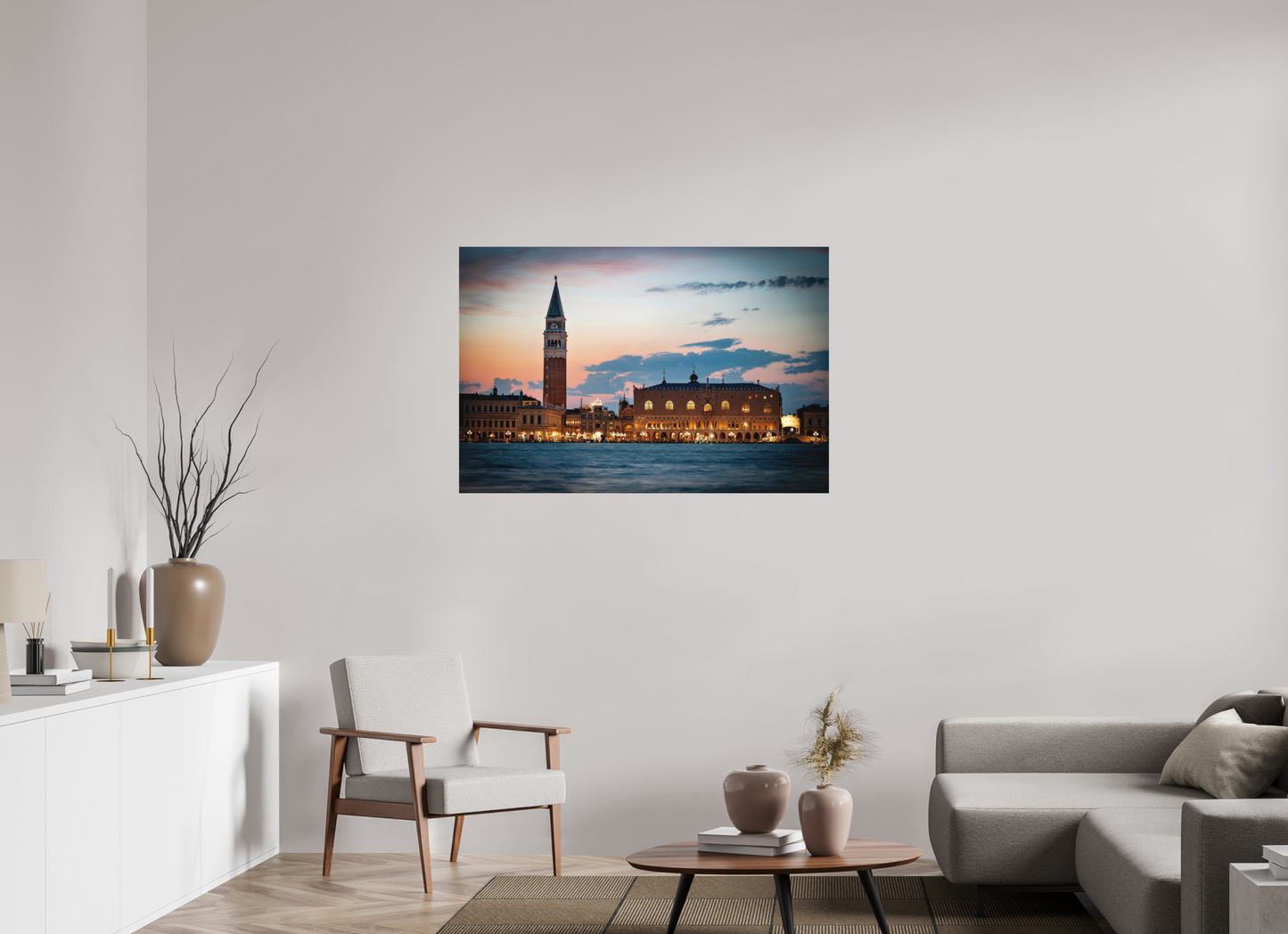 120 x 80 cm, Hahnemühle Photo Rag Bright White Venedig bei Nacht – Piazza San Marco