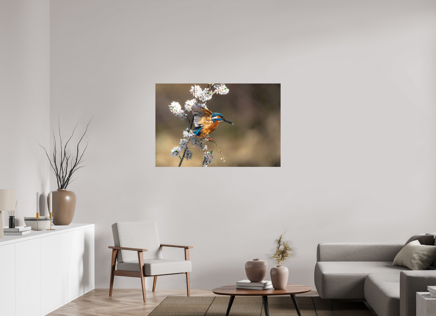 120 x 80 cm, Hahnemühle Photo Rag Bright White Frühlingsflug des Eisvogels