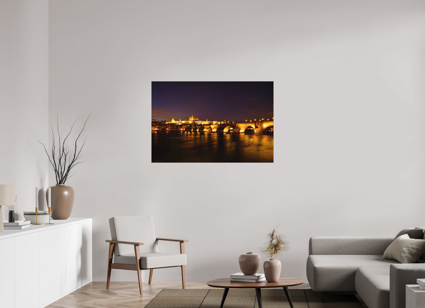 120 x 80 cm, Hahnemühle Photo Rag Bright White Karlsbrücke bei Nacht
