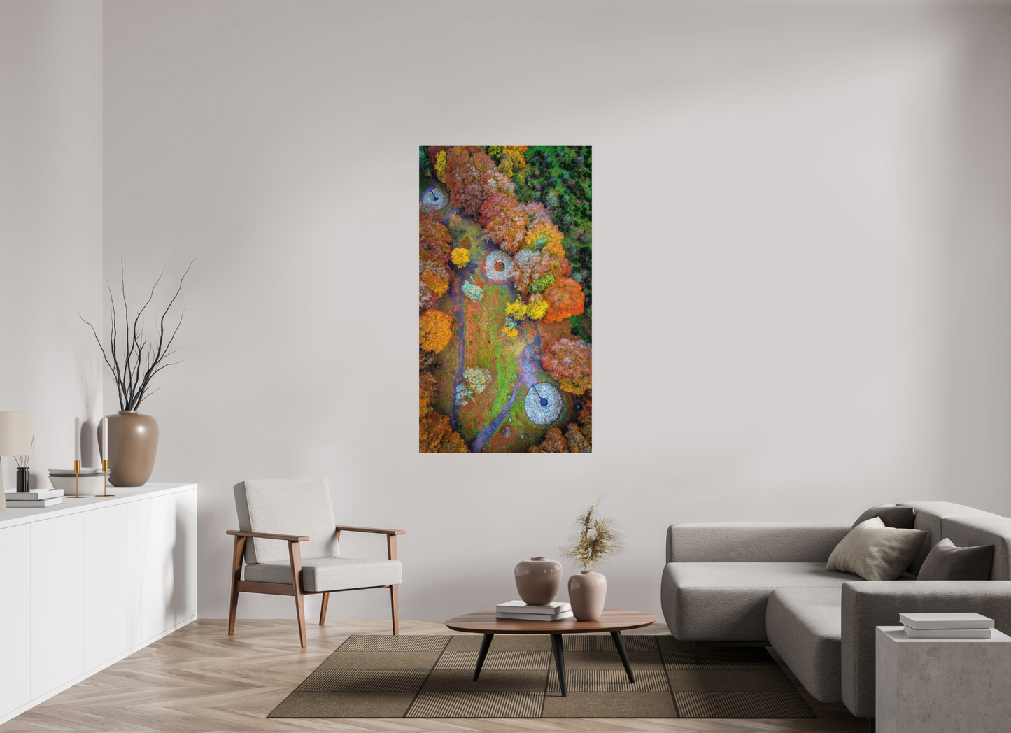 90 x 160 cm, Hahnemühle Photo Rag Bright White Herbstliche Steinkreise aus der Luft