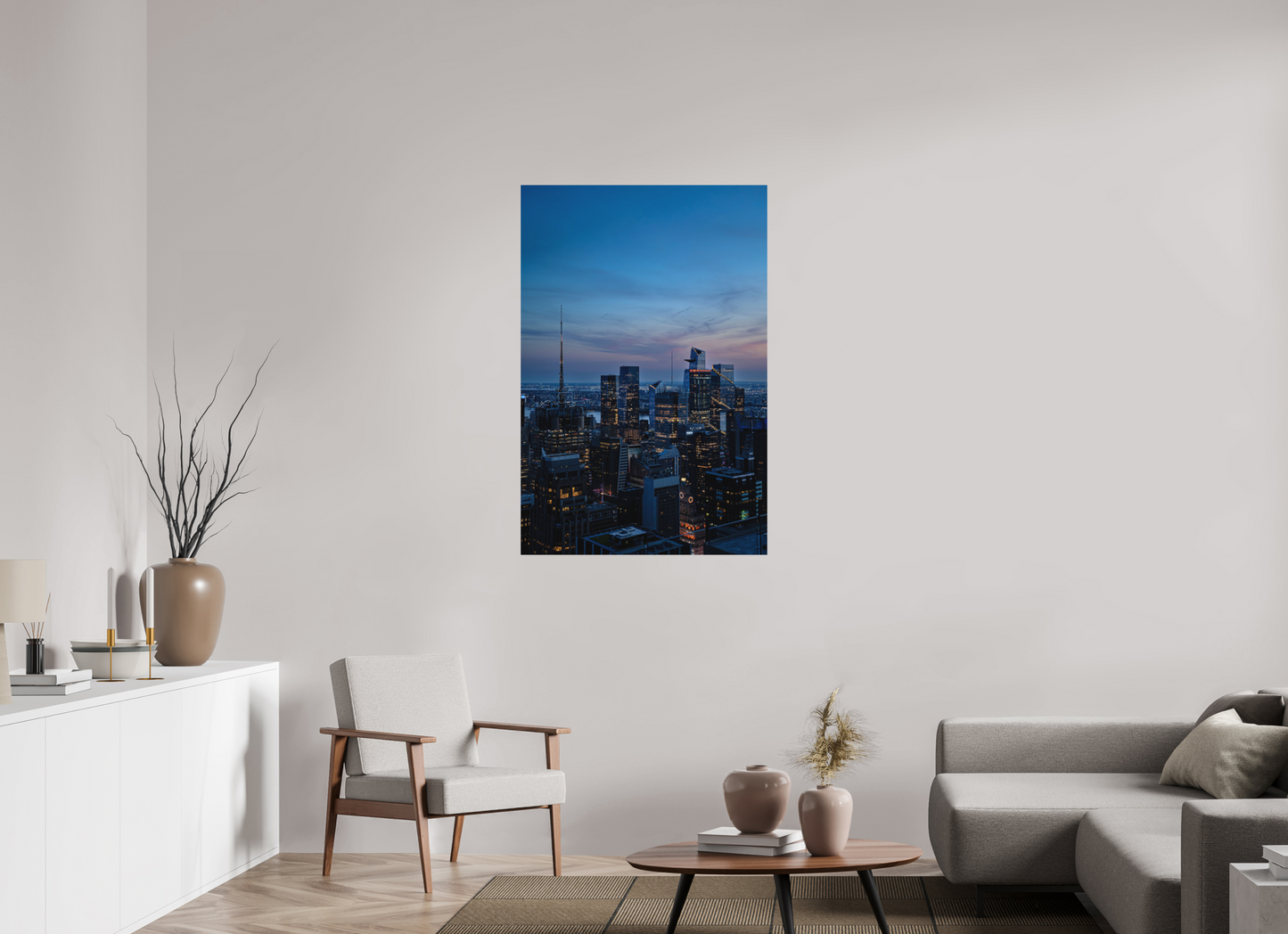 80 x 120 cm, Hahnemühle Photo Rag Bright White New York Skyline bei Dämmerung