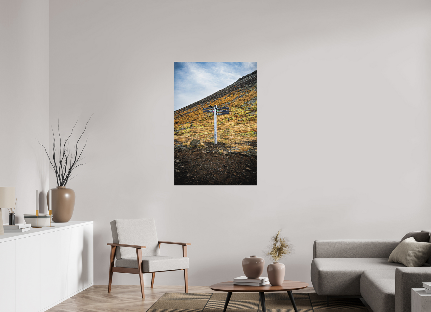 80 x 120 cm, Hahnemühle Photo Rag Bright White Wegweiser ins isländische Hochland