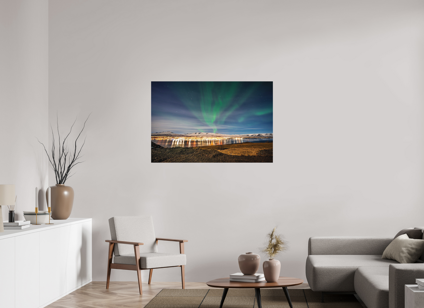 120 x 80 cm, Hahnemühle Photo Rag Bright White Nordlichter über Akureyri