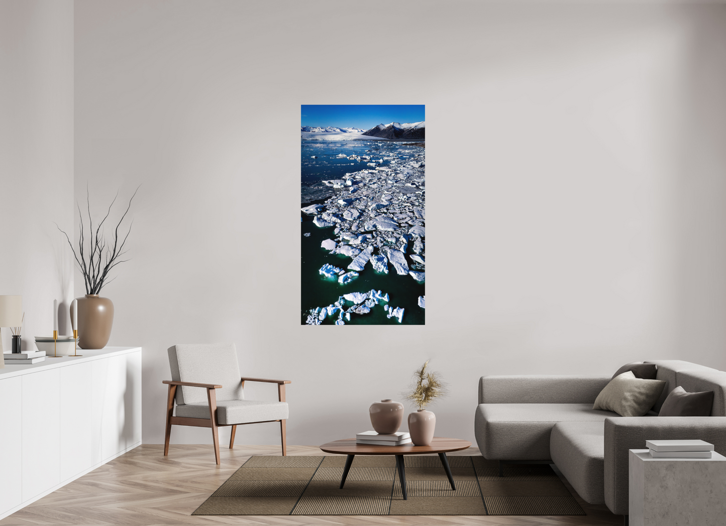 90 x 160 cm, Hahnemühle Photo Rag Bright White Jökulsárlón aus der Höhe