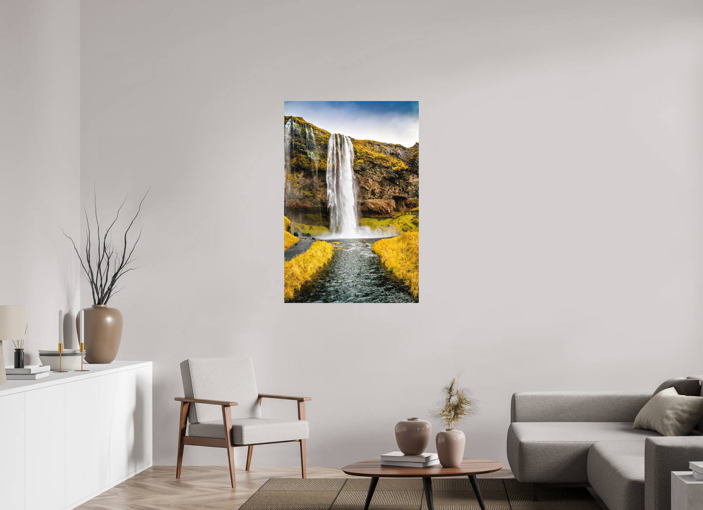 80 x 120 cm, Hahnemühle Photo Rag Bright White Seljalandsfoss – Vorhang aus Wasser