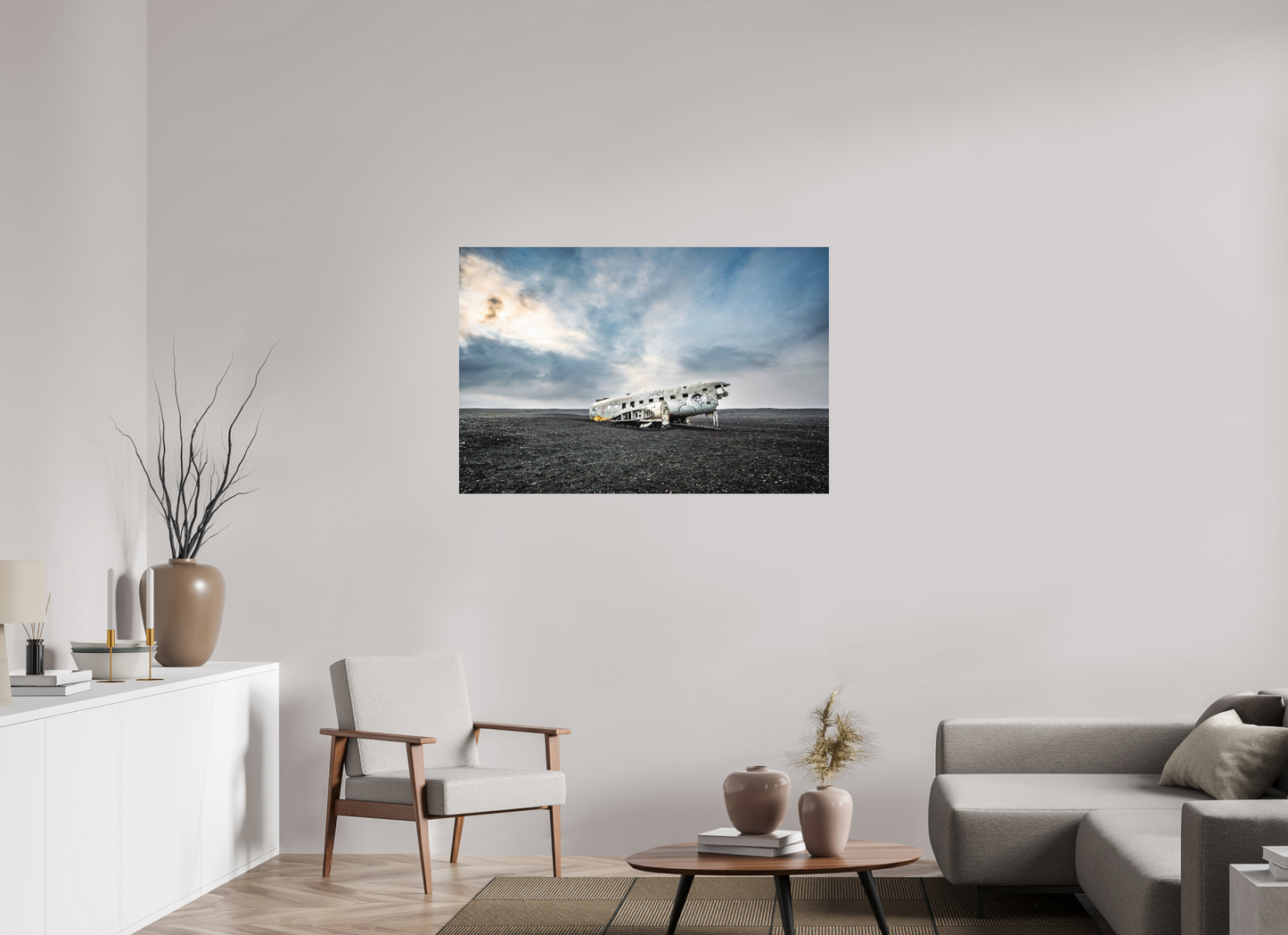 120 x 80 cm, Hahnemühle Photo Rag Bright White DC-3 Wrack am Sólheimasandur