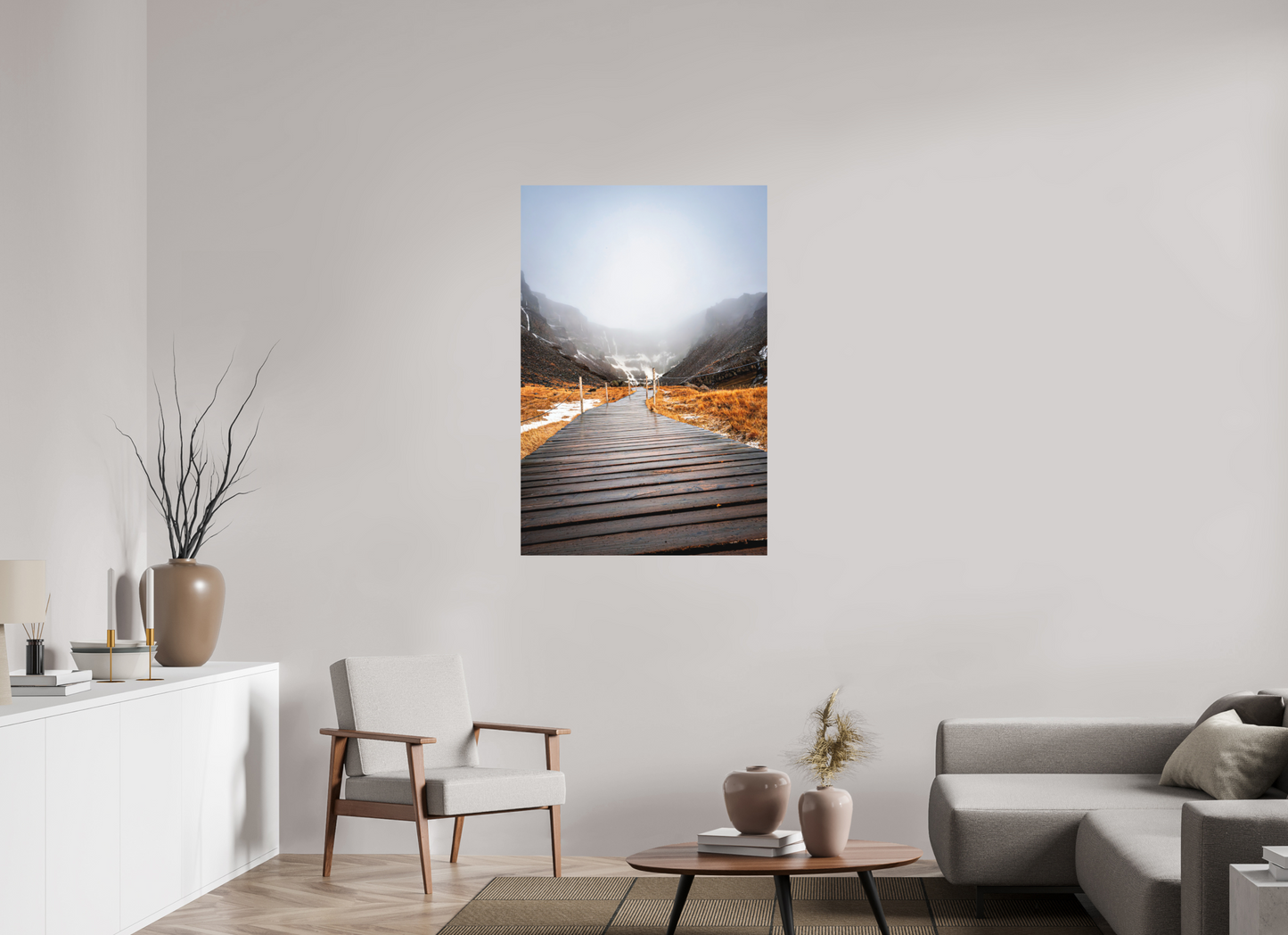80 x 120 cm, Hahnemühle Photo Rag Bright White Hengifoss – Weg in den Nebel