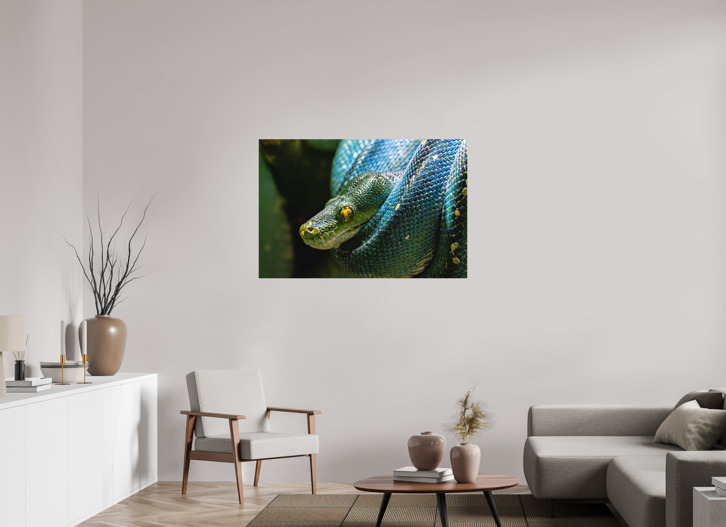 120 x 80 cm, Hahnemühle Photo Rag Bright White Goldenes Auge der Baumpython
