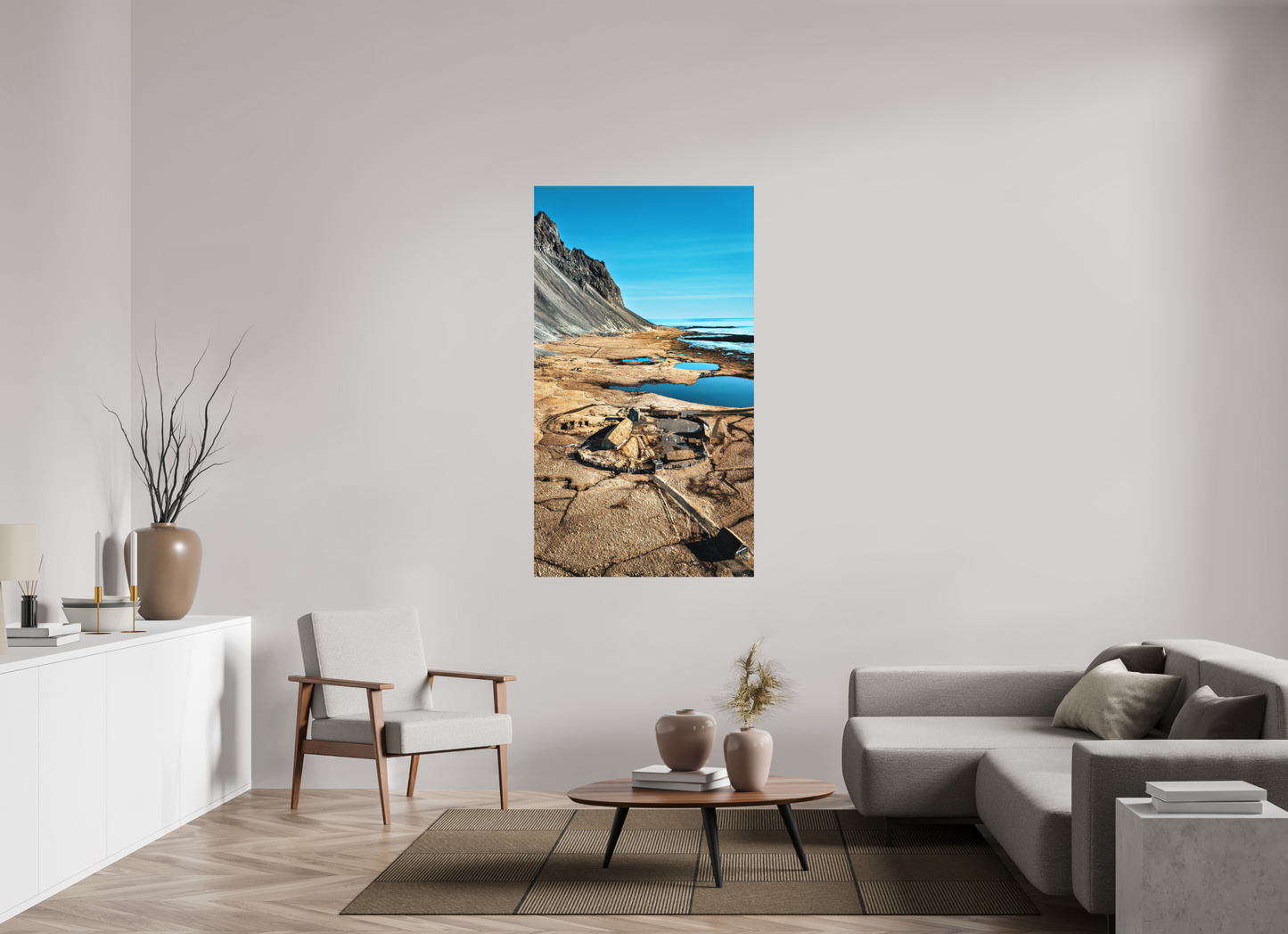 90 x 160 cm, Hahnemühle Photo Rag Bright White Wikingerdorf am Fuß des Vestrahorn