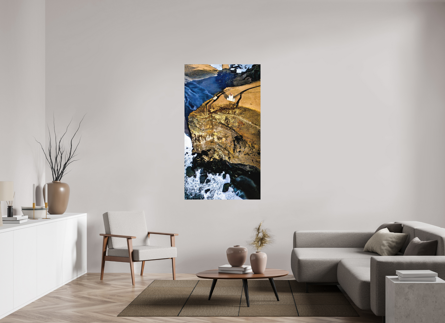 90 x 160 cm, Hahnemühle Photo Rag Bright White Dyrhólaey Leuchtturm – Wacht über der Klippe