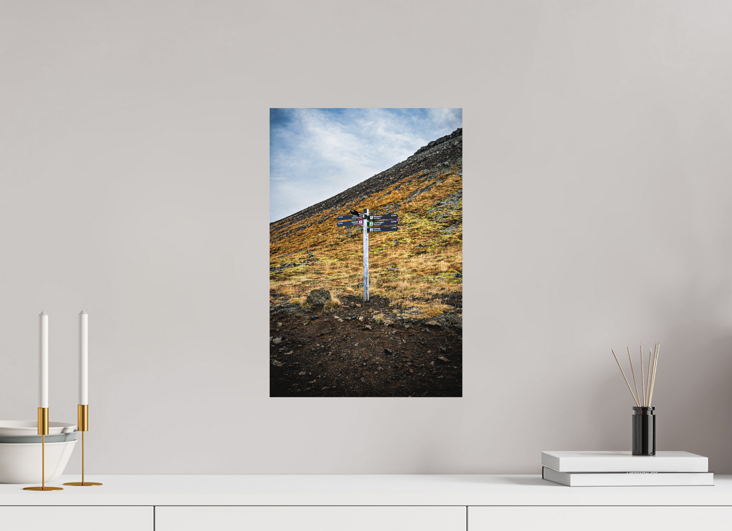 30 x 45 cm, Hahnemühle Photo Rag Bright White Wegweiser ins isländische Hochland