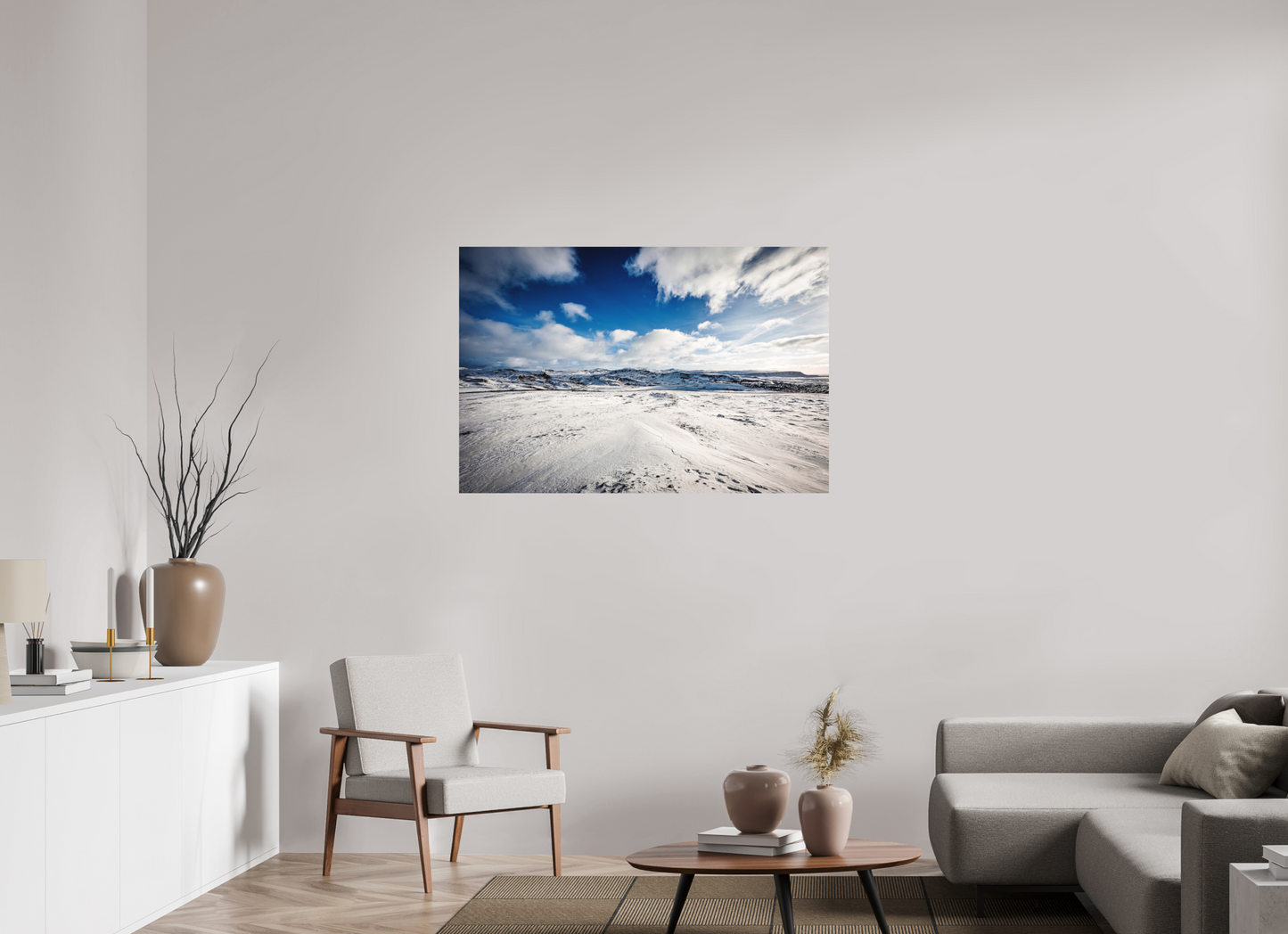 120 x 80 cm, Hahnemühle Photo Rag Bright White Winterweite über dem isländischen Hochland