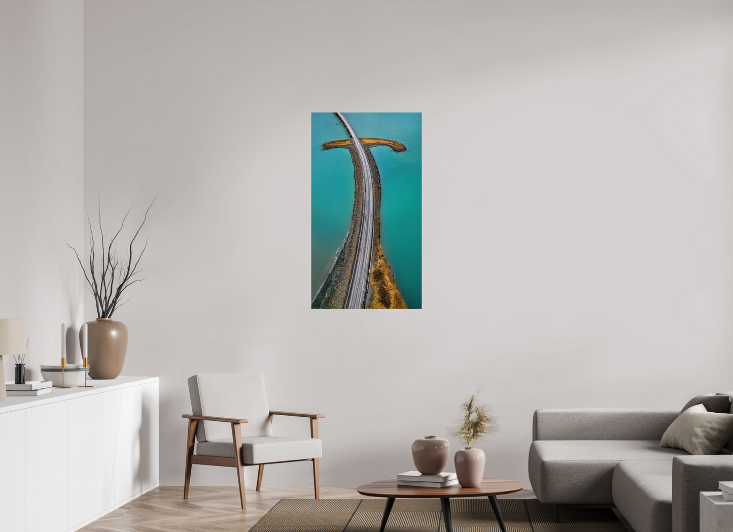 63 x 112 cm, Hahnemühle Photo Rag Bright White Straße durchs Türkis