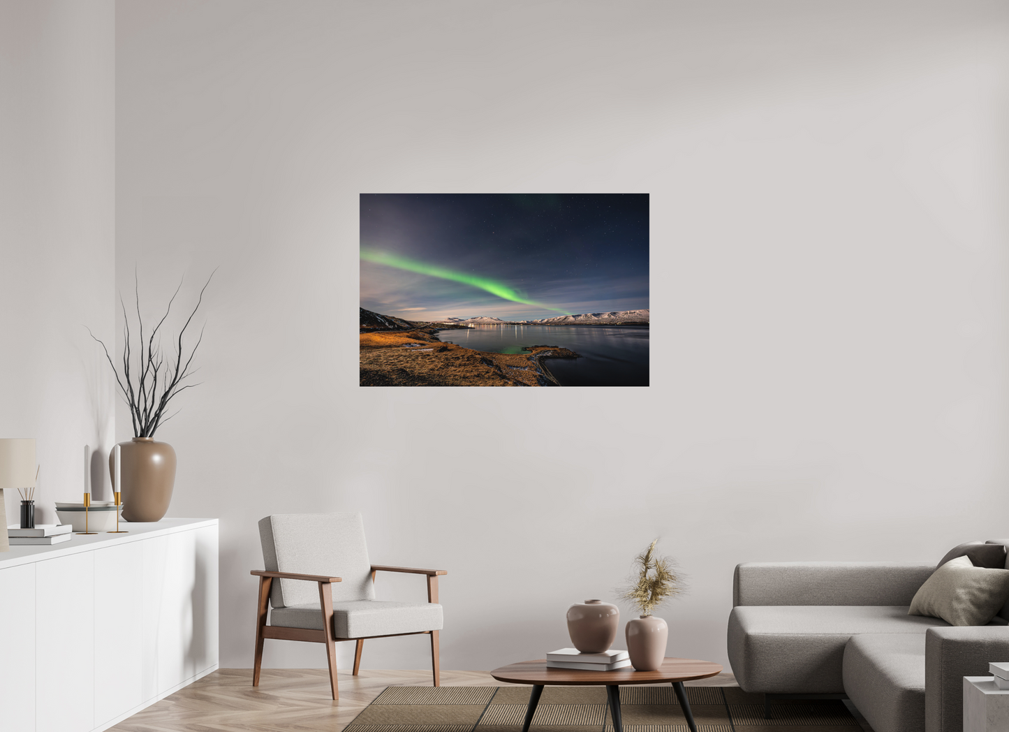 120 x 80 cm, Hahnemühle Photo Rag Bright White Aurora über dem Eyjafjörður