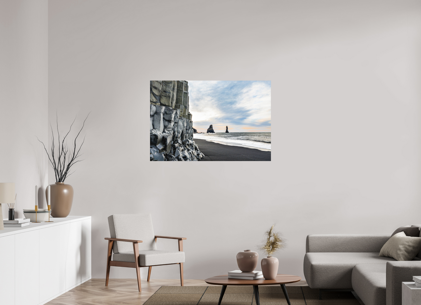 120 x 80 cm, Hahnemühle Photo Rag Bright White Reynisfjara – Basalt im Winterlicht