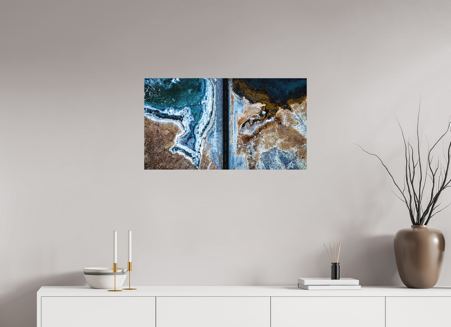 80 x 45 cm, Hahnemühle Photo Rag Bright White Eisgrenze – Straße zwischen Winterwelten