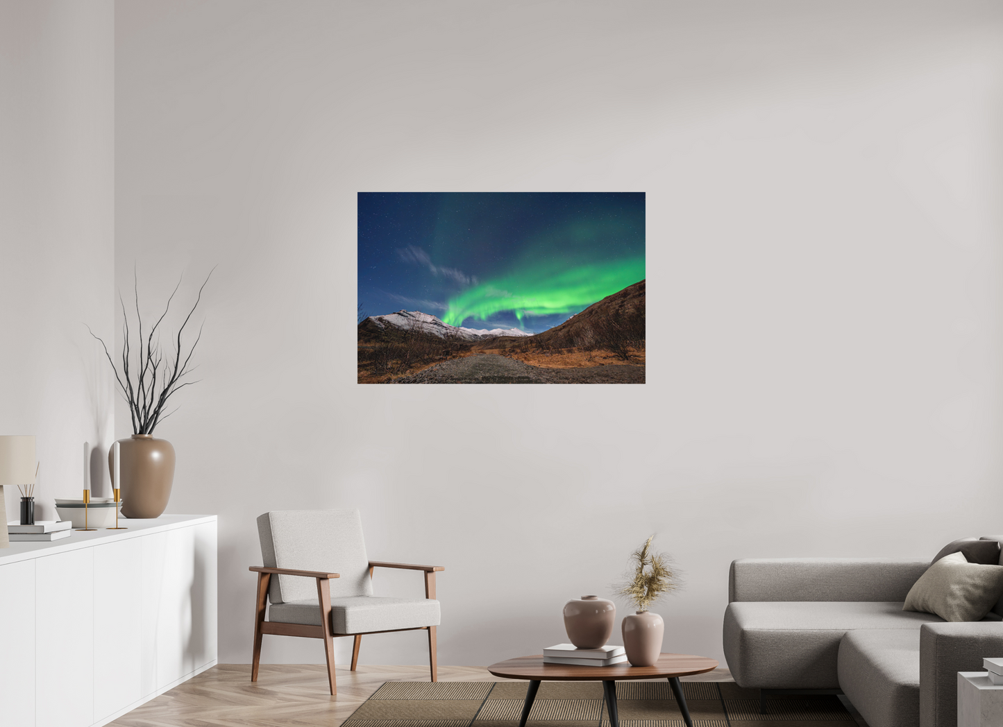 120 x 80 cm, Hahnemühle Photo Rag Bright White Aurora über Höfn – Tor zum Vatnajökull