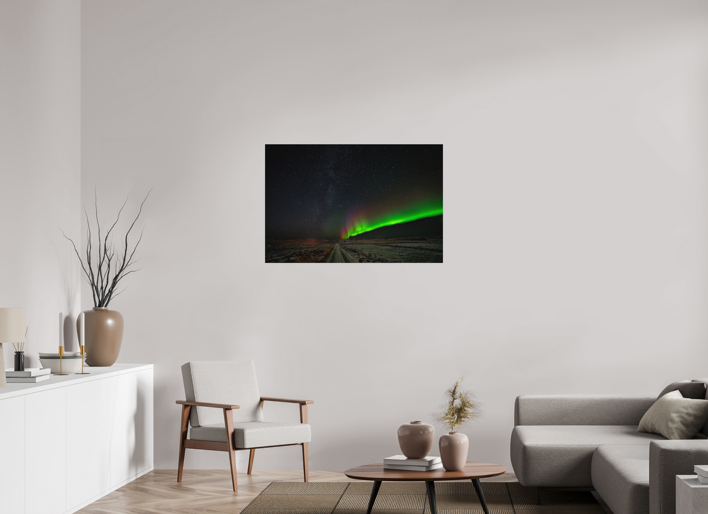 105 x 70 cm, Hahnemühle Photo Rag Bright White Nordlichtpfad – Stiller Weg unter Sternen