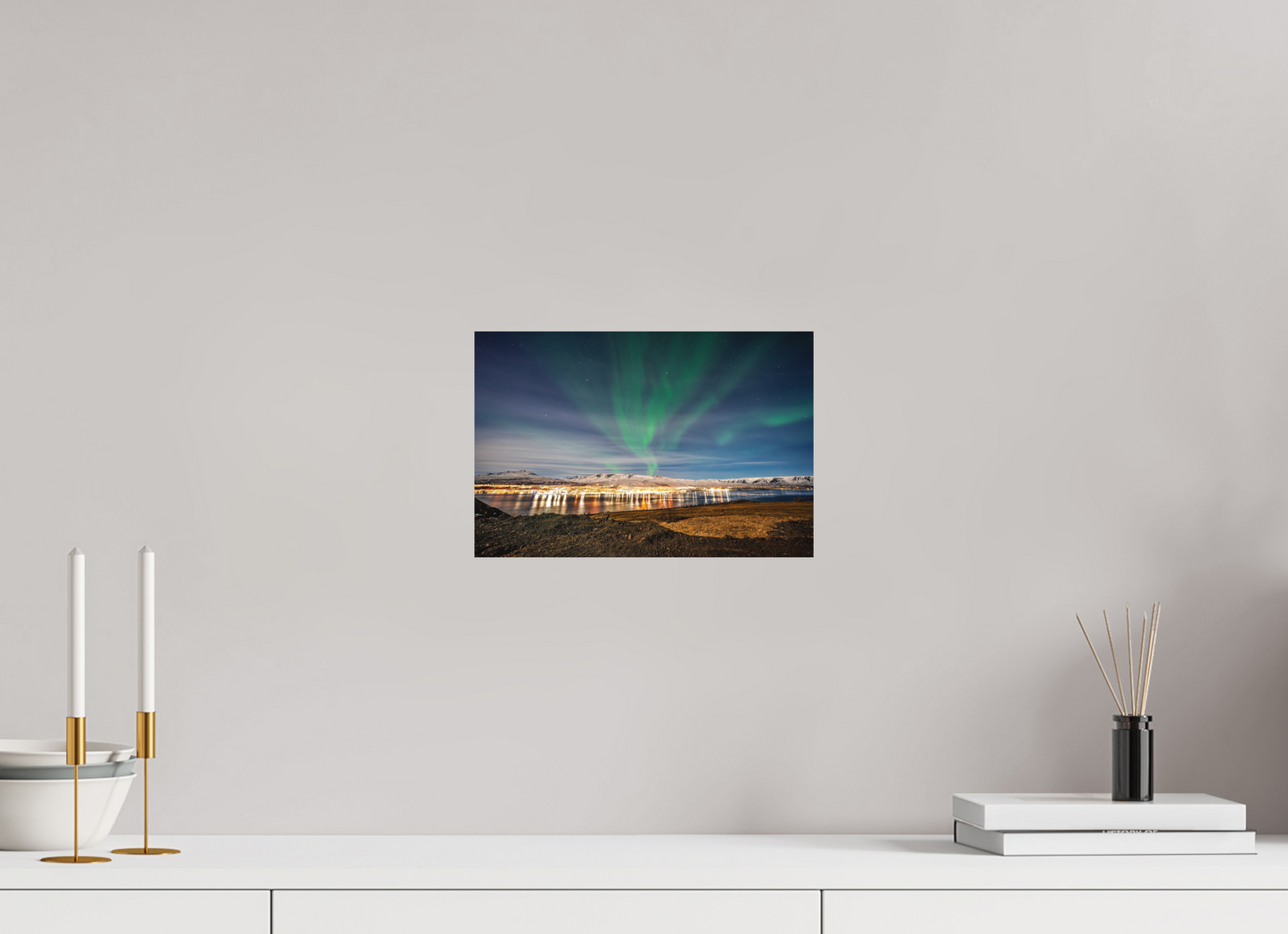 30 x 20 cm, Hahnemühle Photo Rag Bright White Nordlichter über Akureyri
