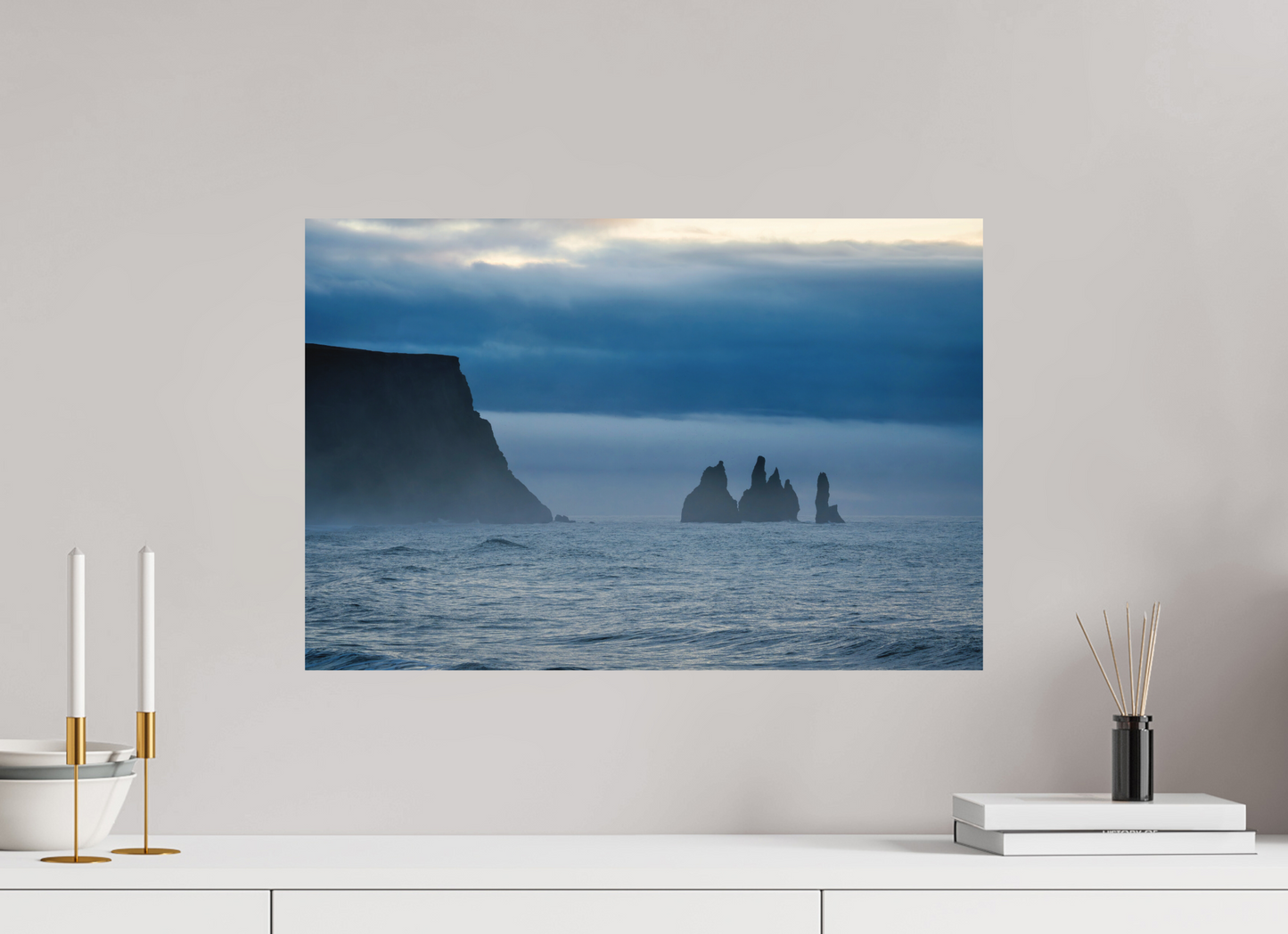60 x 40 cm, Hahnemühle Photo Rag Bright White Reynisdrangar im Nebel