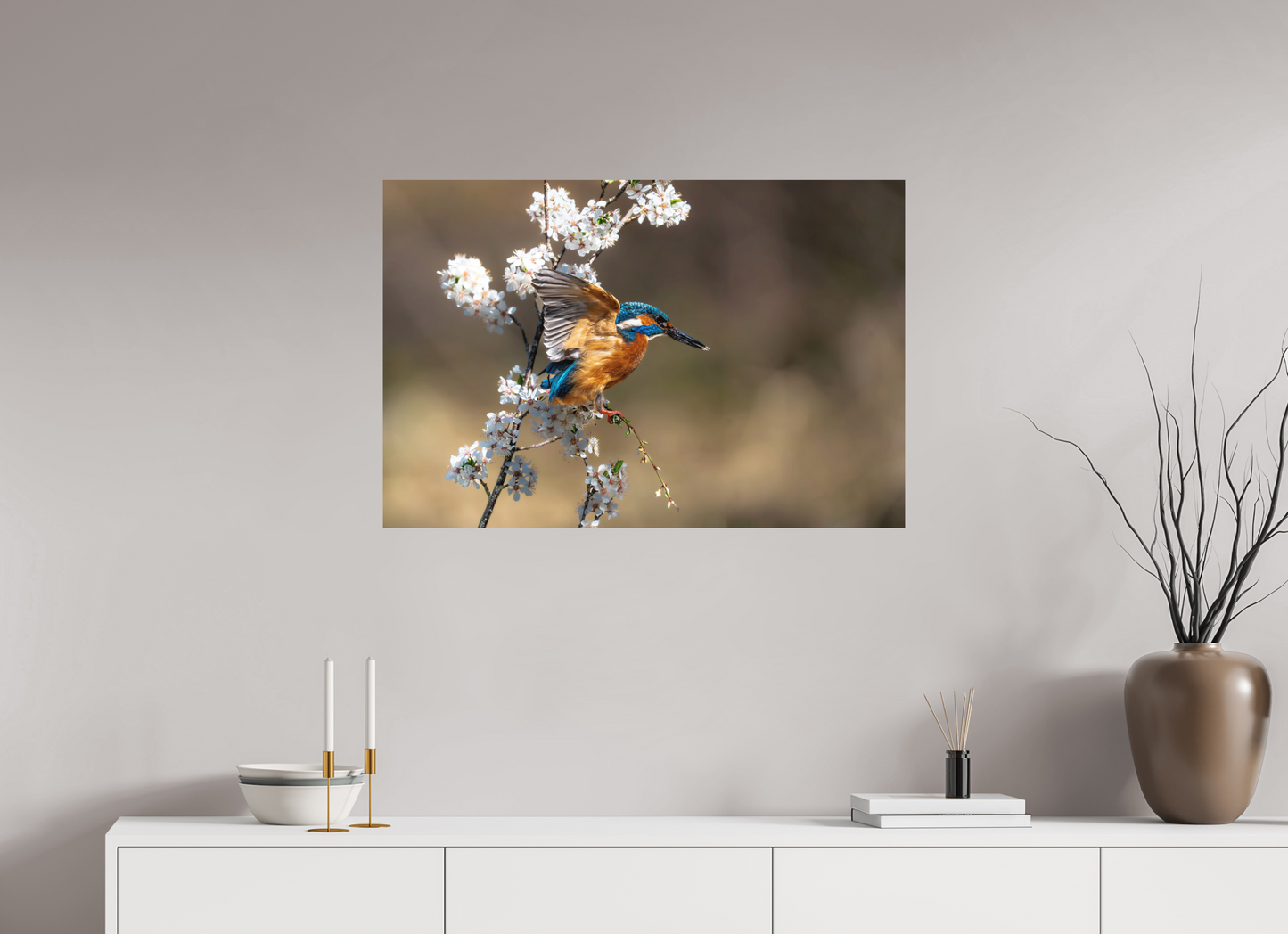 90 x 60 cm, Hahnemühle Photo Rag Bright White Frühlingsflug des Eisvogels