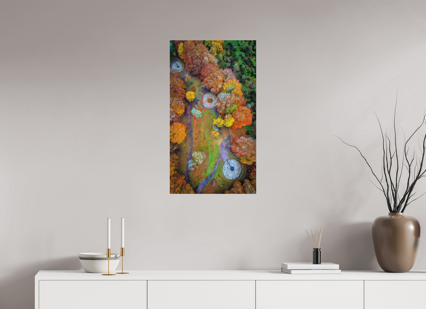 45 x 80 cm, Hahnemühle Photo Rag Bright White Herbstliche Steinkreise aus der Luft