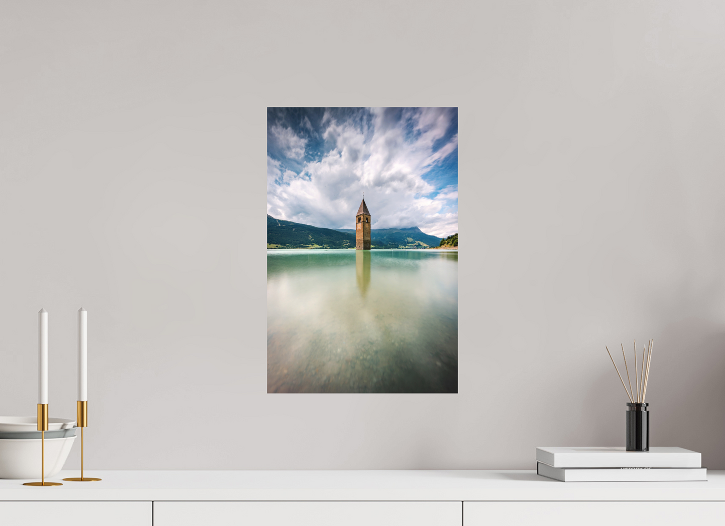30 x 45 cm, Hahnemühle Photo Rag Bright White Der versunkene Turm von Graun