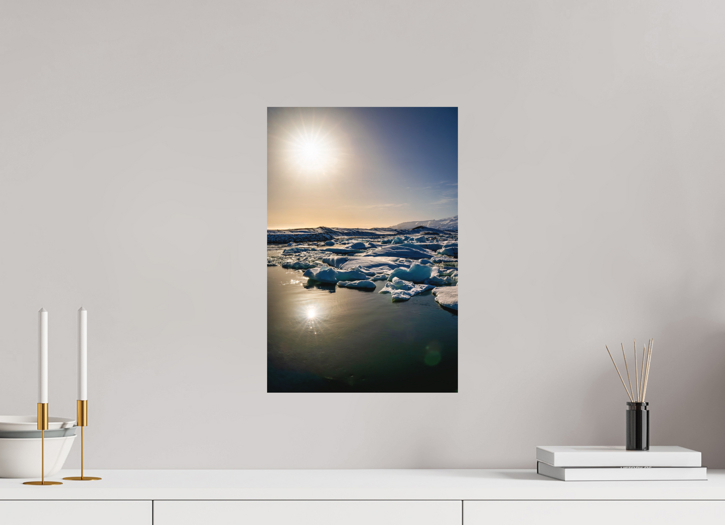30 x 45 cm, Hahnemühle Photo Rag Bright White Sonnenaufgang über der Gletscherlagune