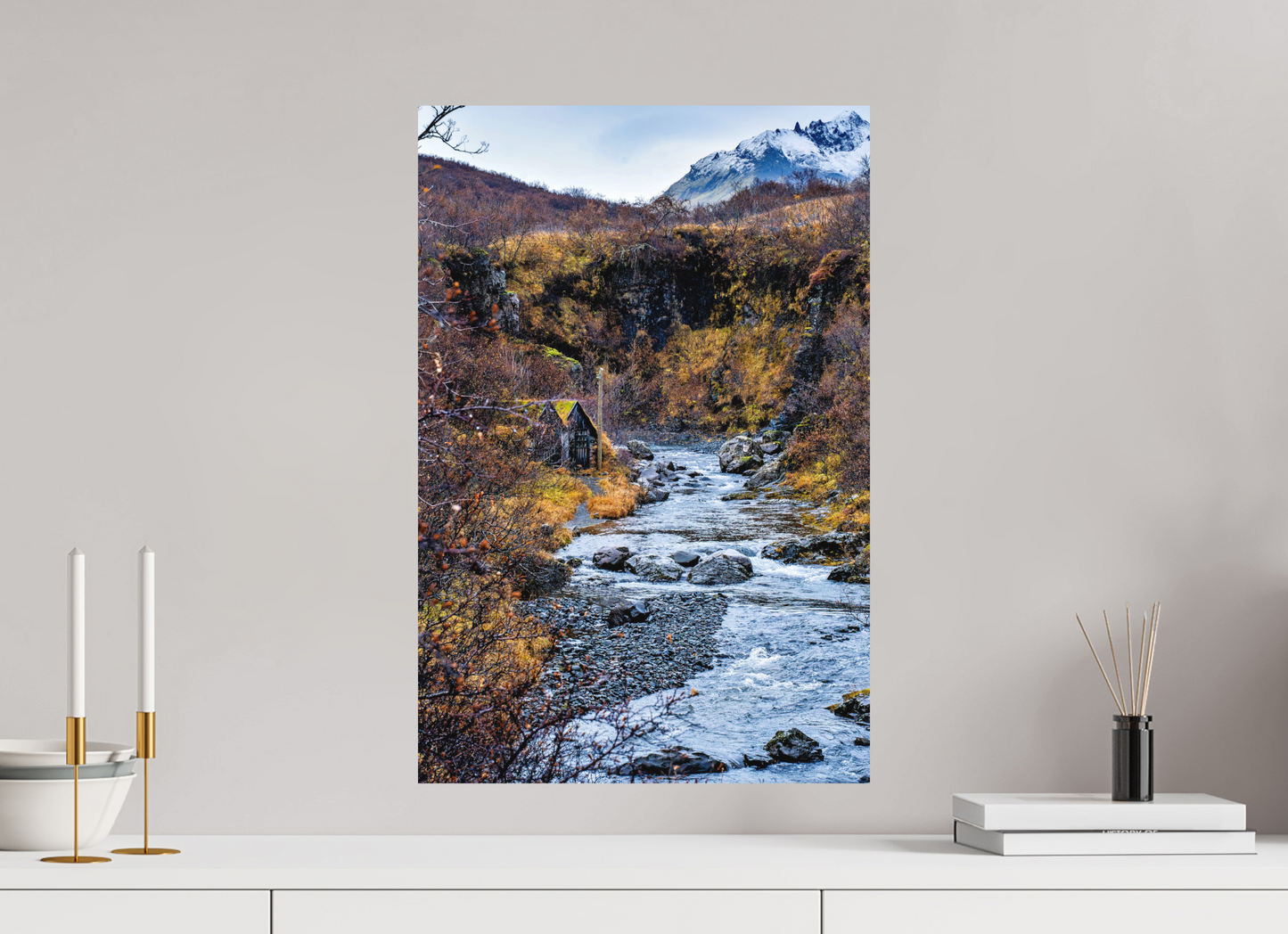 40 x 60 cm, Hahnemühle Photo Rag Bright White Hütte am Gletscherfluss
