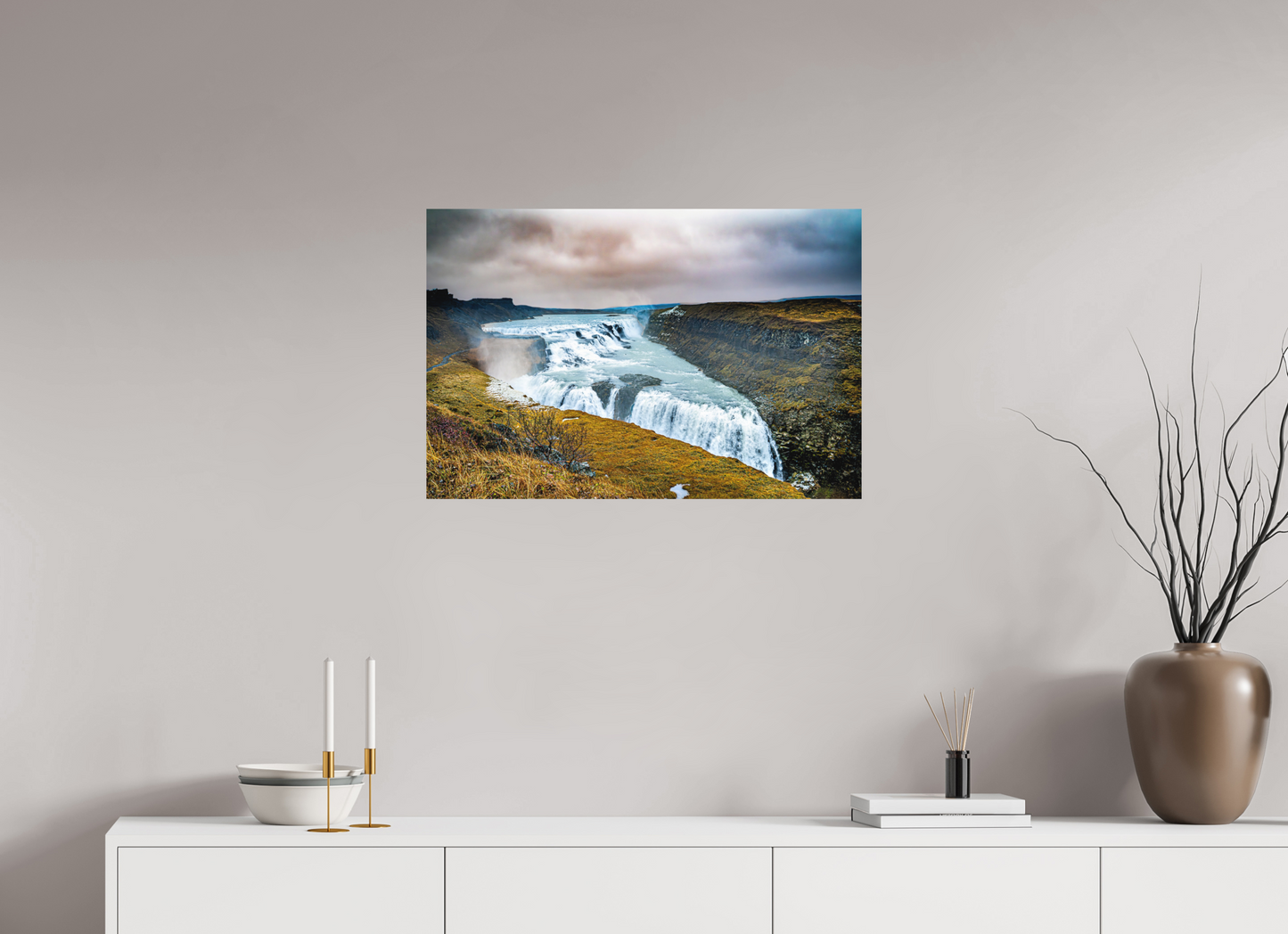 75 x 50 cm, Hahnemühle Photo Rag Bright White Gullfoss – Kraft der zwei Stufen