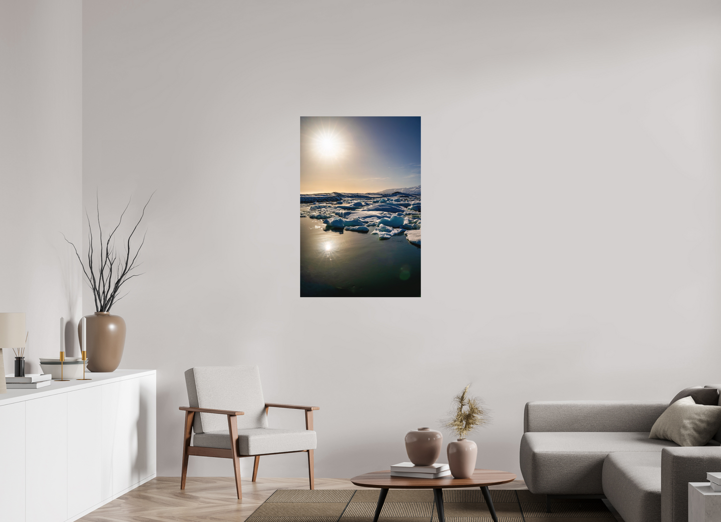 70 x 105 cm, Hahnemühle Photo Rag Bright White Sonnenaufgang über der Gletscherlagune
