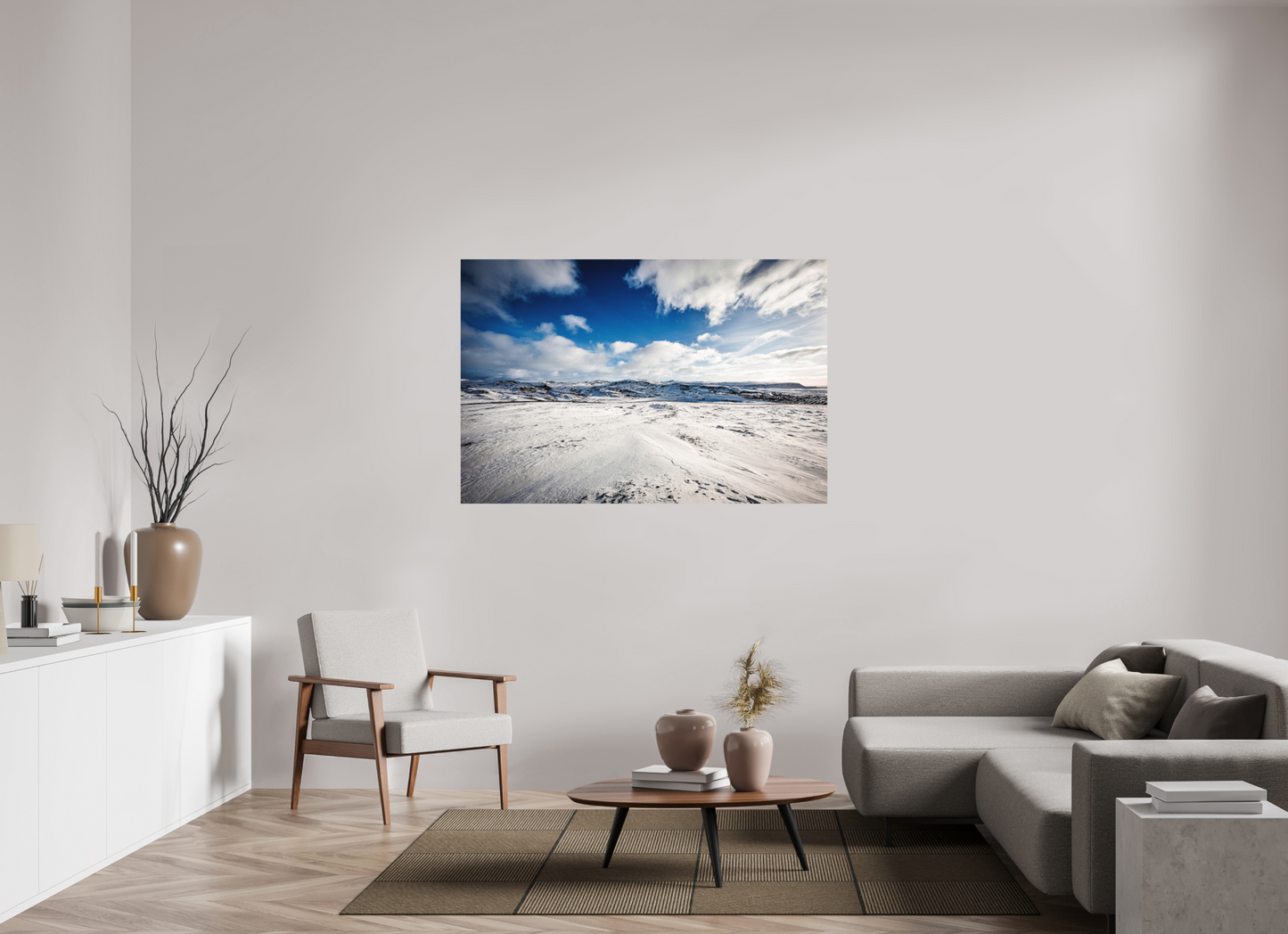 150 x 100 cm, Hahnemühle Photo Rag Bright White Winterweite über dem isländischen Hochland