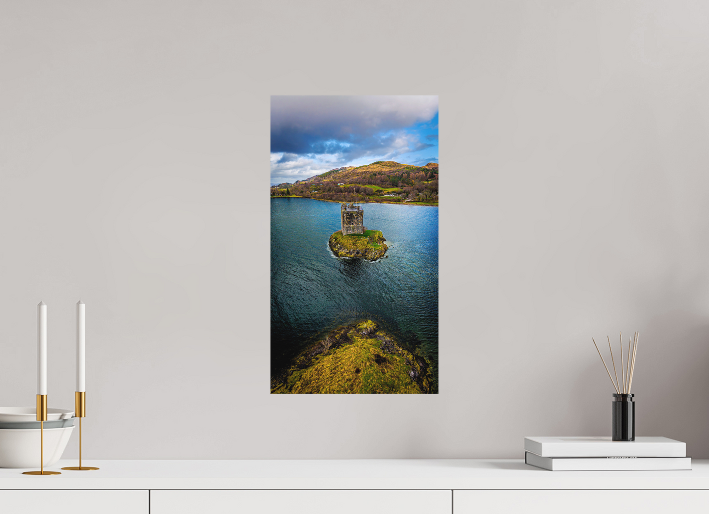27 x 48 cm, Hahnemühle Photo Rag Bright White Castle Stalker – Einsamkeit im Loch Laich
