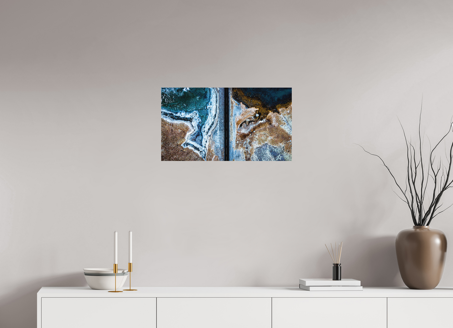 64 x 36 cm, Hahnemühle Photo Rag Bright White Eisgrenze – Straße zwischen Winterwelten