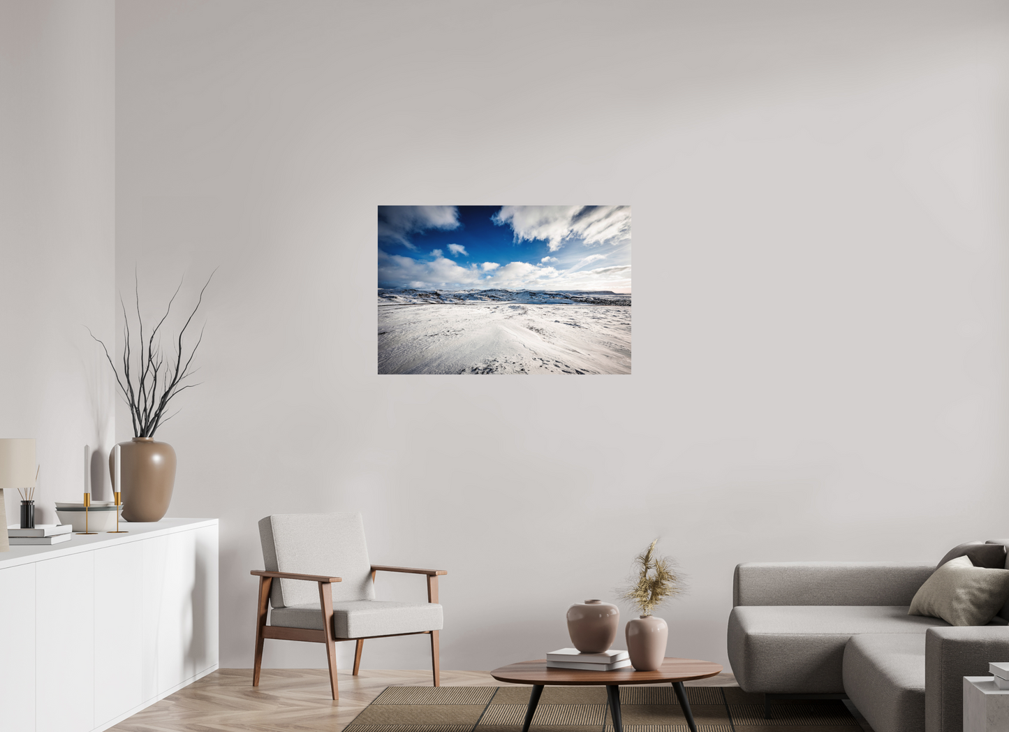 105 x 70 cm, Hahnemühle Photo Rag Bright White Winterweite über dem isländischen Hochland