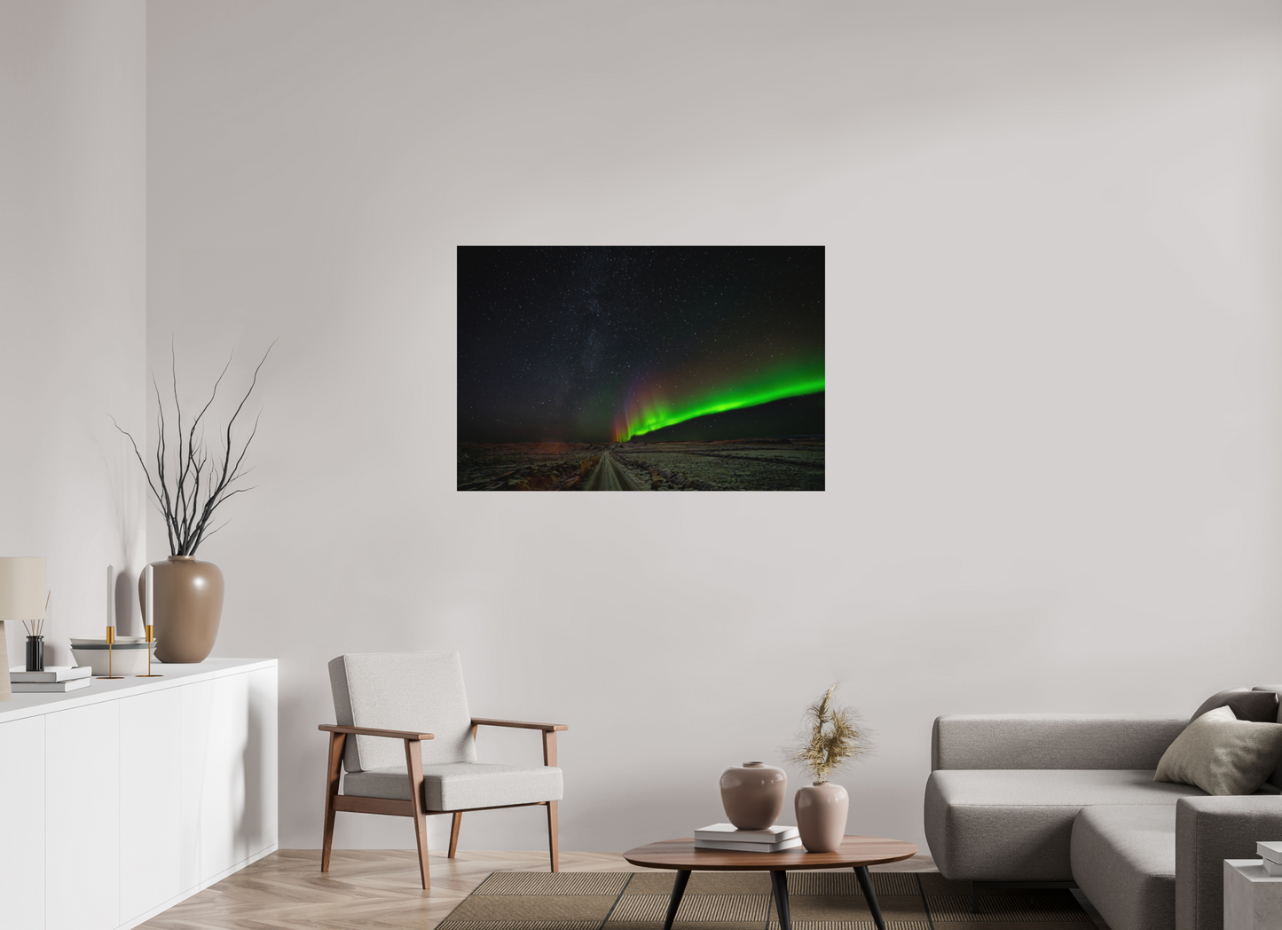 120 x 80 cm, Hahnemühle Photo Rag Bright White Nordlichtpfad – Stiller Weg unter Sternen