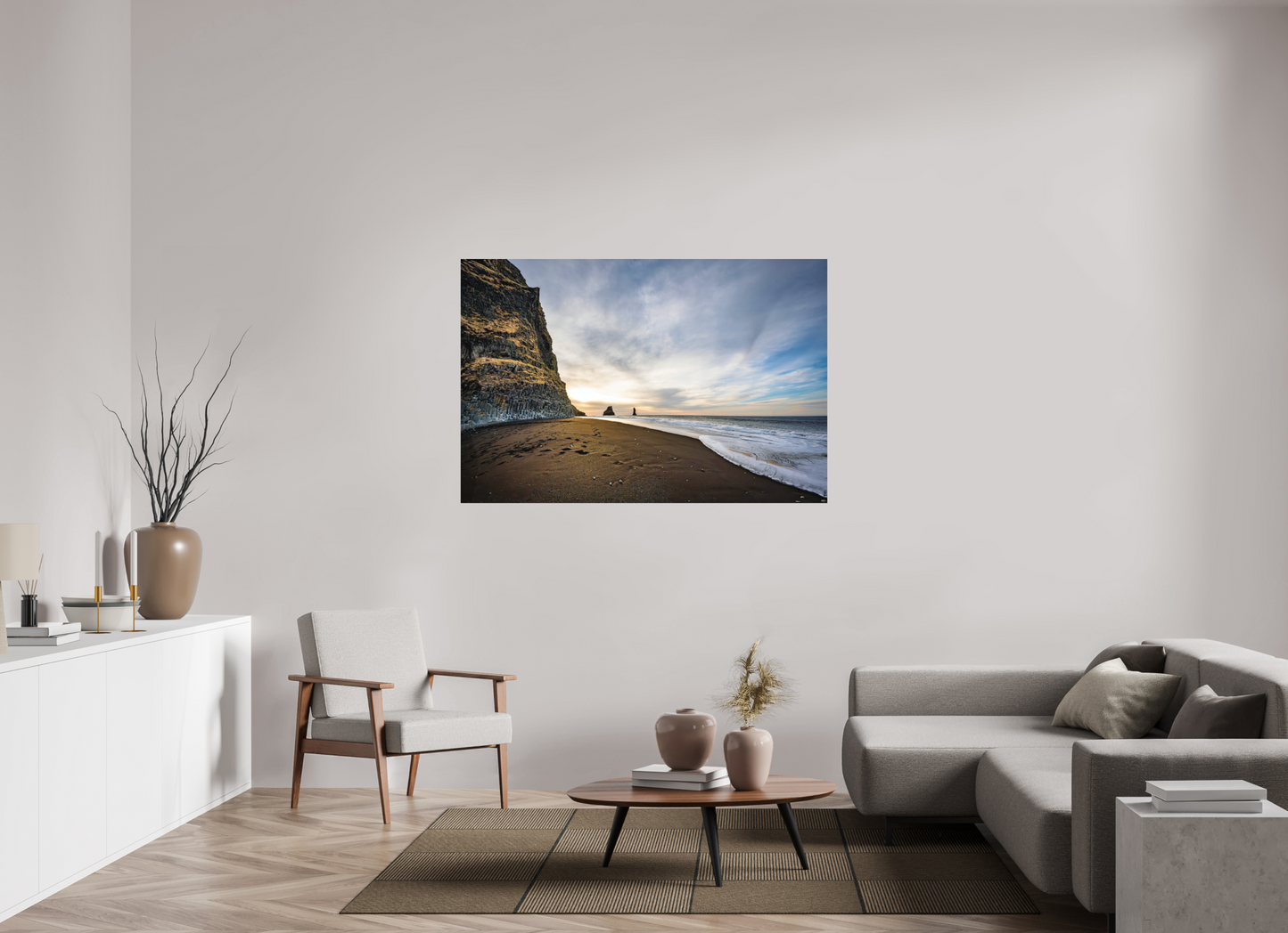 150 x 100 cm, Hahnemühle Photo Rag Bright White Reynisfjara – Golden Hour
