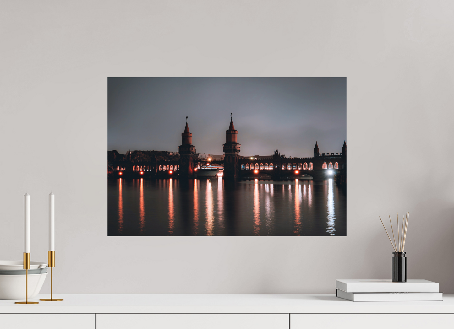 60 x 40 cm, Hahnemühle Photo Rag Bright White Oberbaumbrücke – Berlin bei Nacht