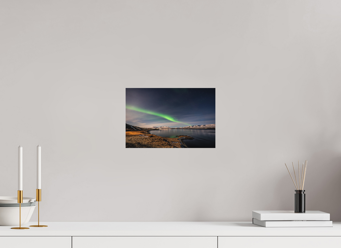 30 x 20 cm, Hahnemühle Photo Rag Bright White Aurora über dem Eyjafjörður