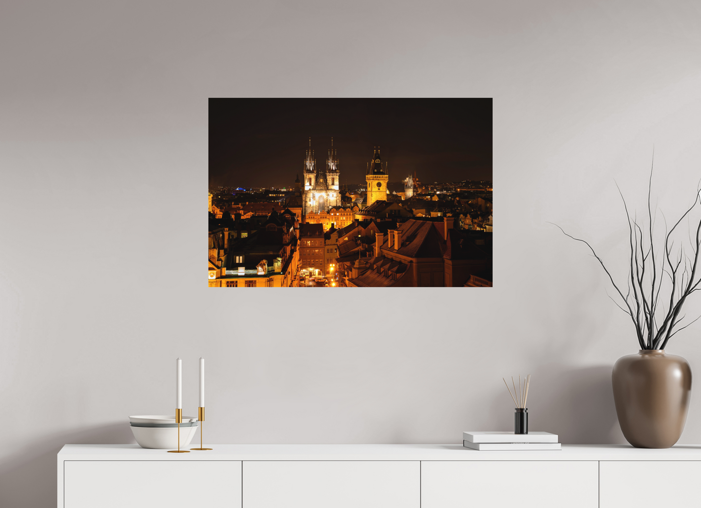 90 x 60 cm, Hahnemühle Photo Rag Bright White Prager Altstadt bei Nacht