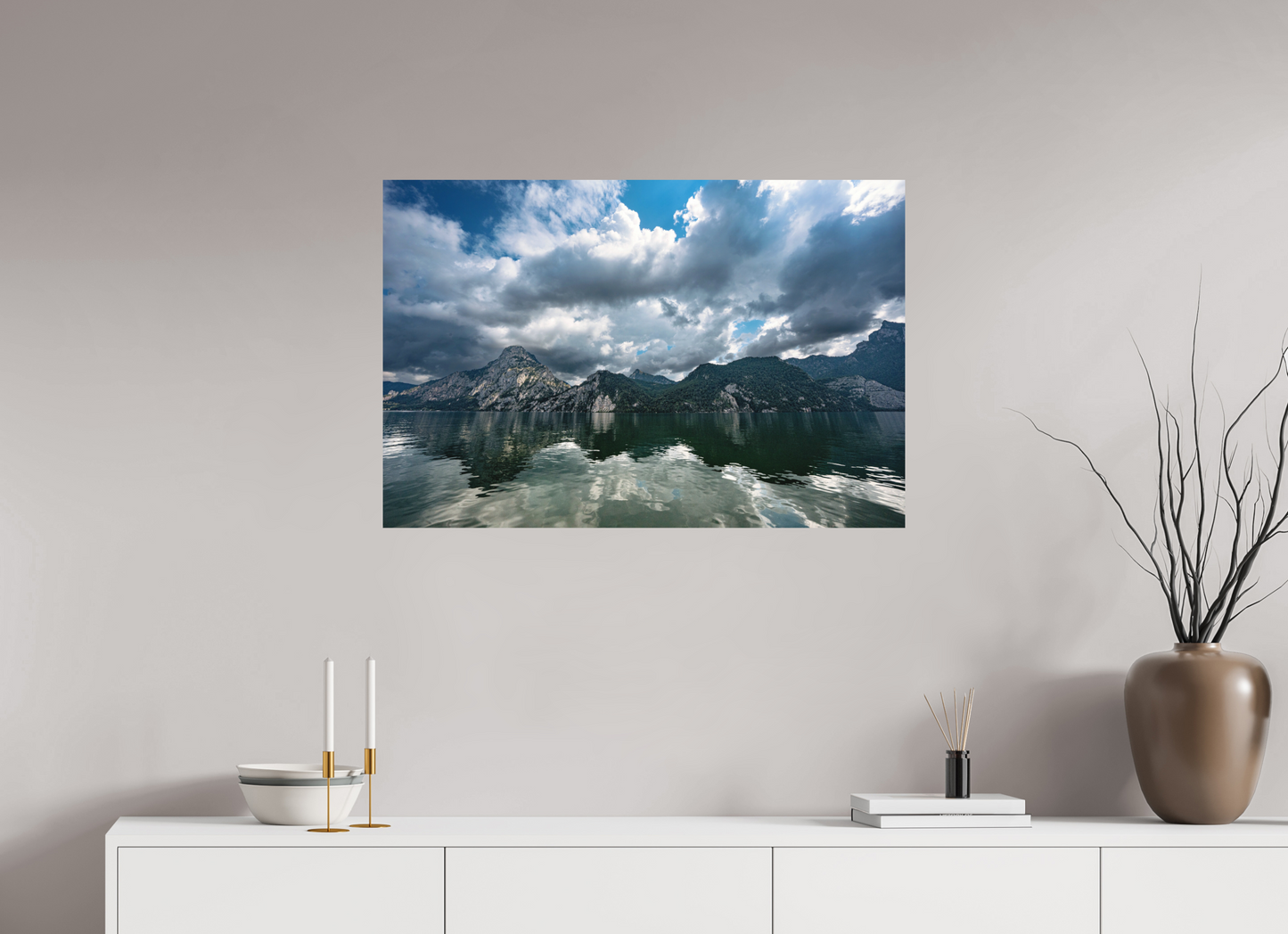 90 x 60 cm, Hahnemühle Photo Rag Bright White Traunsee Bergblick