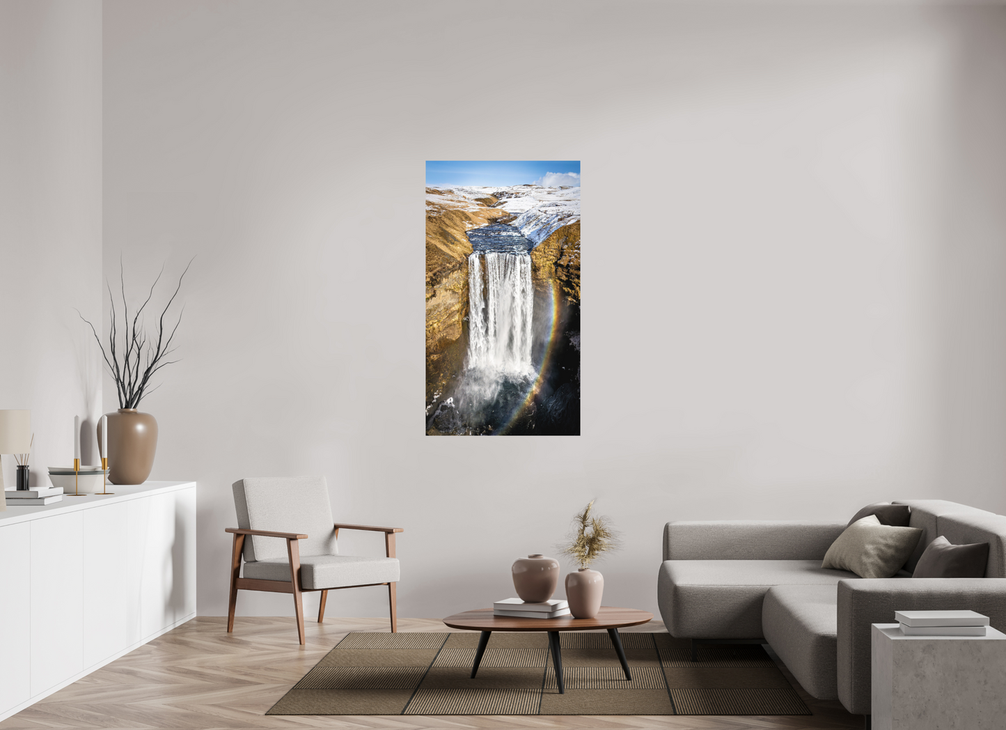 81 x 144 cm, Hahnemühle Photo Rag Bright White Regenbogen im Skógafoss