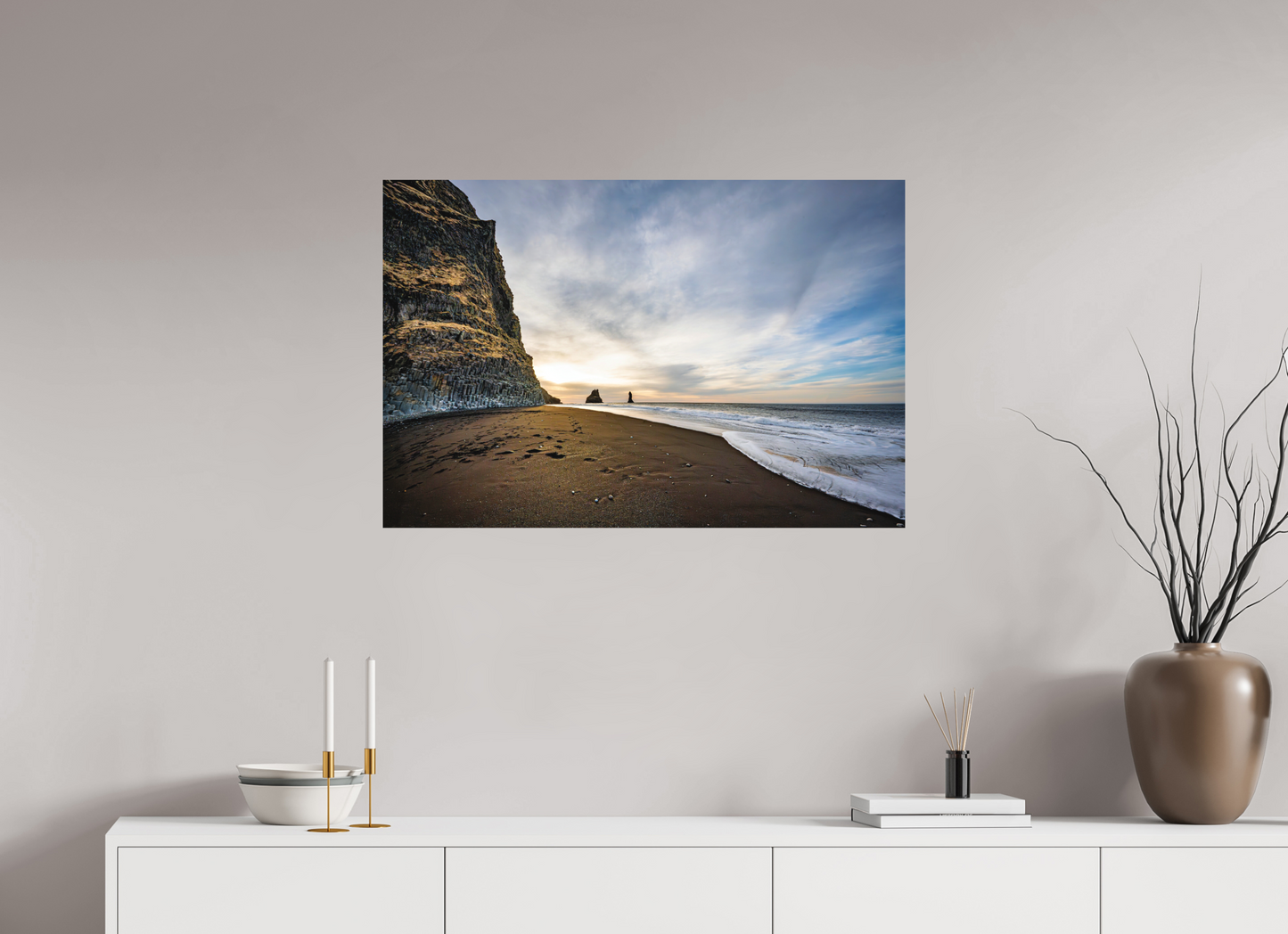 90 x 60 cm, Hahnemühle Photo Rag Bright White Reynisfjara – Golden Hour