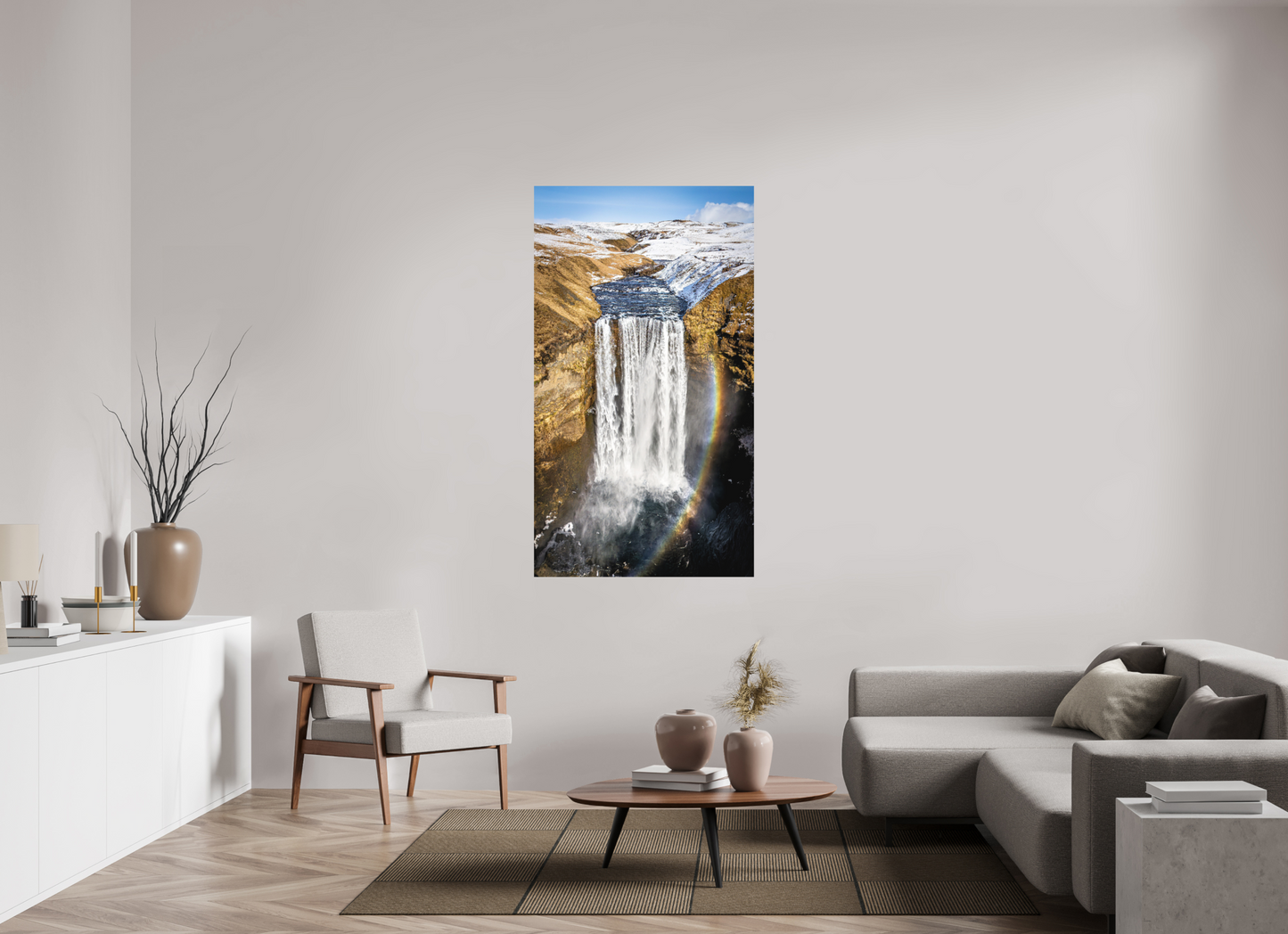 90 x 160 cm, Hahnemühle Photo Rag Bright White Regenbogen im Skógafoss