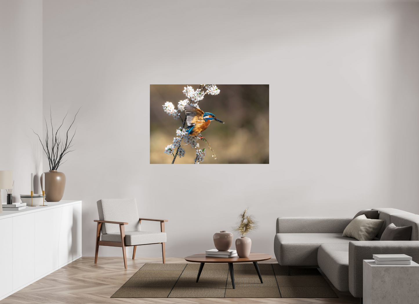 150 x 100 cm, Hahnemühle Photo Rag Bright White Frühlingsflug des Eisvogels