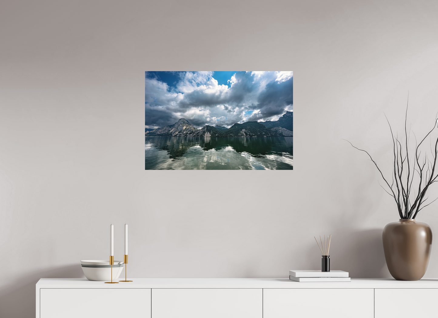 75 x 50 cm, Hahnemühle Photo Rag Bright White Traunsee Bergblick