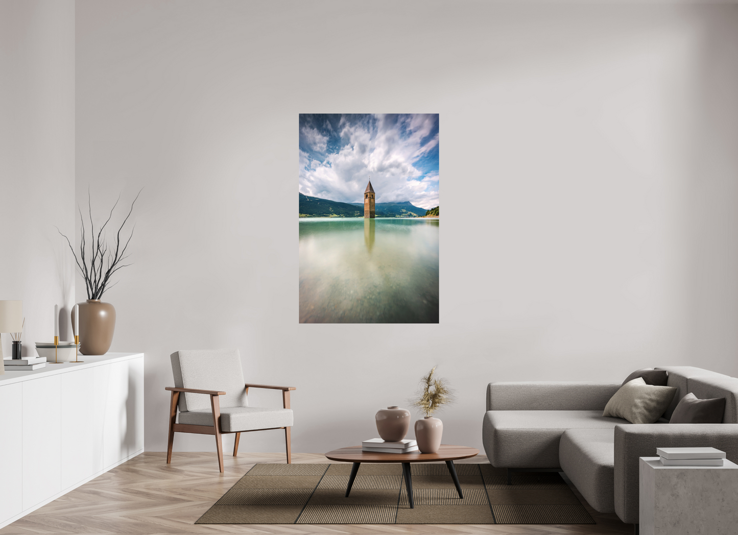 100 x 150 cm, Hahnemühle Photo Rag Bright White Der versunkene Turm von Graun