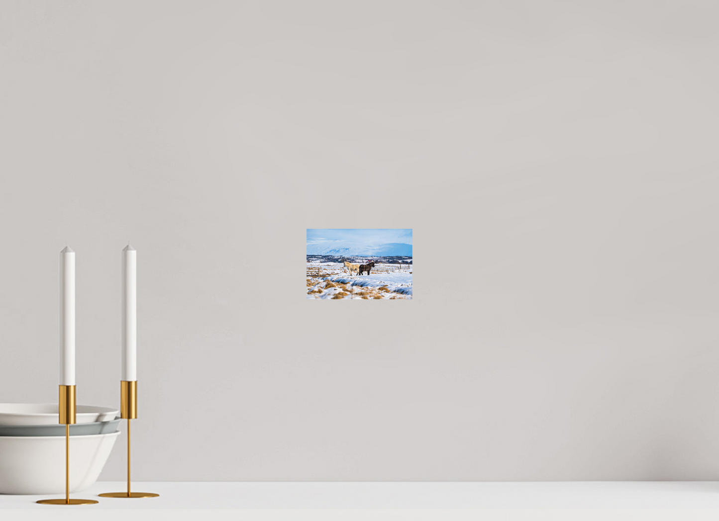 15 x 10 cm, Hahnemühle Photo Rag Bright White Winterruhe – Islandpferde im Schneeland